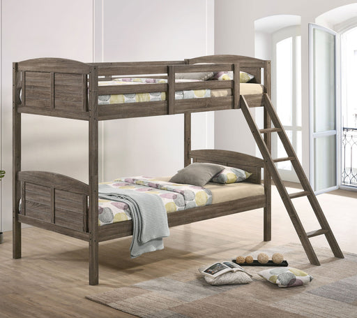 Coaster Flynn Twin Over Twin Bunk Bed Weathered Brown Default Title