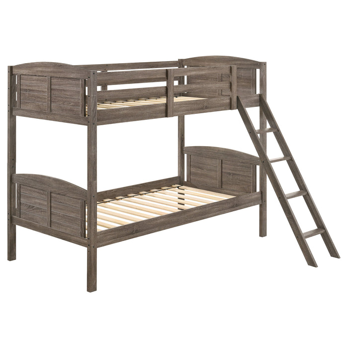 Coaster Flynn Twin Over Twin Bunk Bed Weathered Brown Default Title