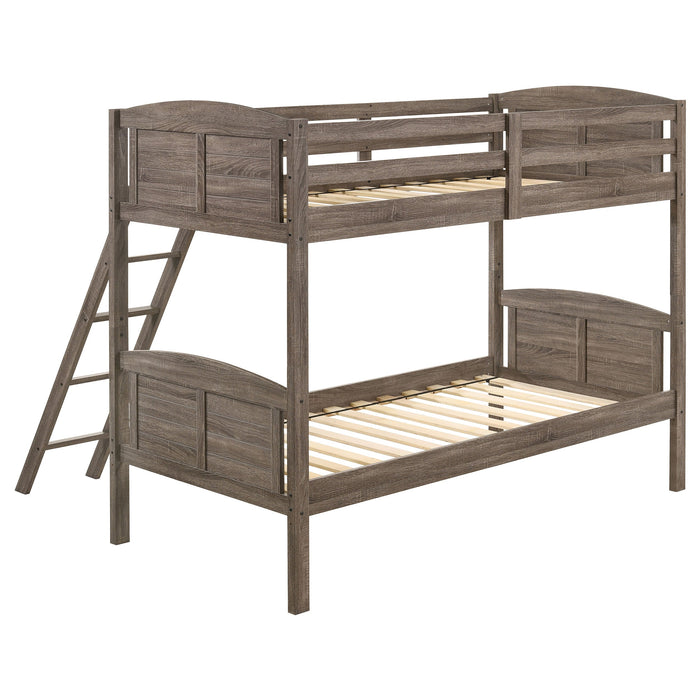 Coaster Flynn Twin Over Twin Bunk Bed Weathered Brown Default Title