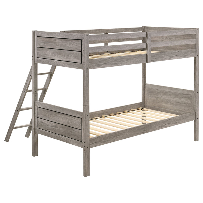 Coaster Ryder Twin Over Twin Bunk Bed Weathered Taupe Default Title