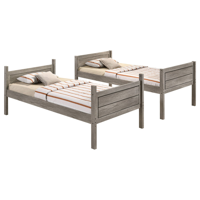 Coaster Ryder Twin Over Twin Bunk Bed Weathered Taupe Default Title