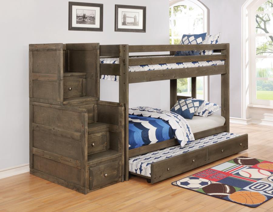 Wrangle Hill Wood Trundle with Bunkie Mattress Amber Wash