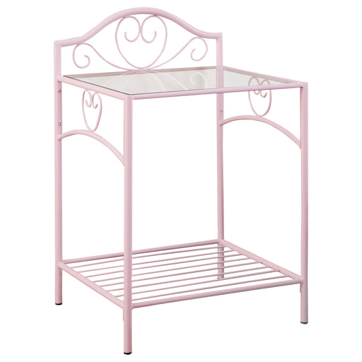 Coaster Massi 1-shelf Nightstand with Glass Top Powder Pink Default Title
