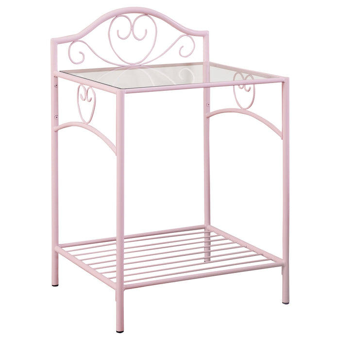 Coaster Massi 1-shelf Nightstand with Glass Top Powder Pink Default Title