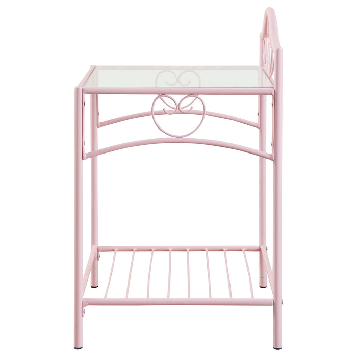 Coaster Massi 1-shelf Nightstand with Glass Top Powder Pink Default Title