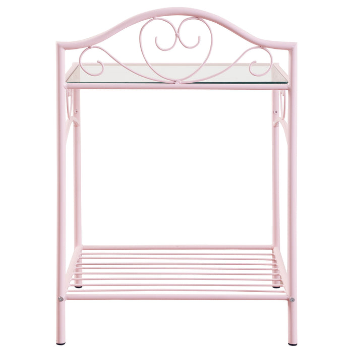 Coaster Massi 1-shelf Nightstand with Glass Top Powder Pink Default Title