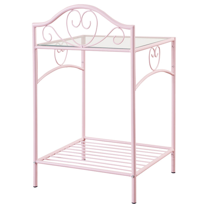 Coaster Massi 1-shelf Nightstand with Glass Top Powder Pink Default Title