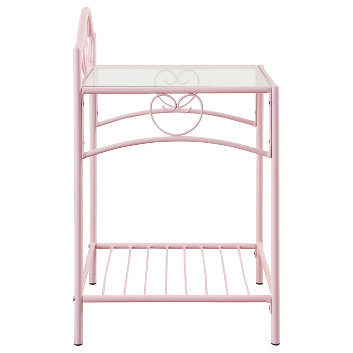 Coaster Massi 1-shelf Nightstand with Glass Top Powder Pink Default Title