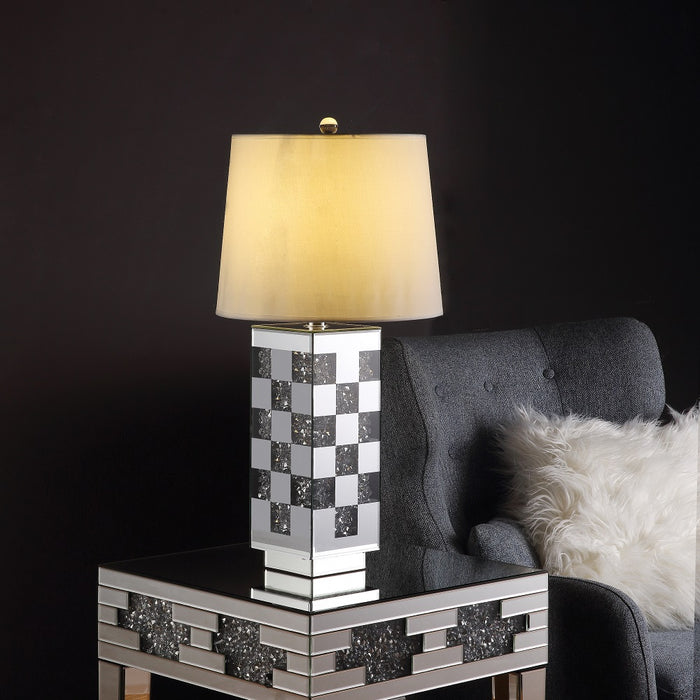 Noralie 30"H Glam Table Lamp with Checkered Pattern