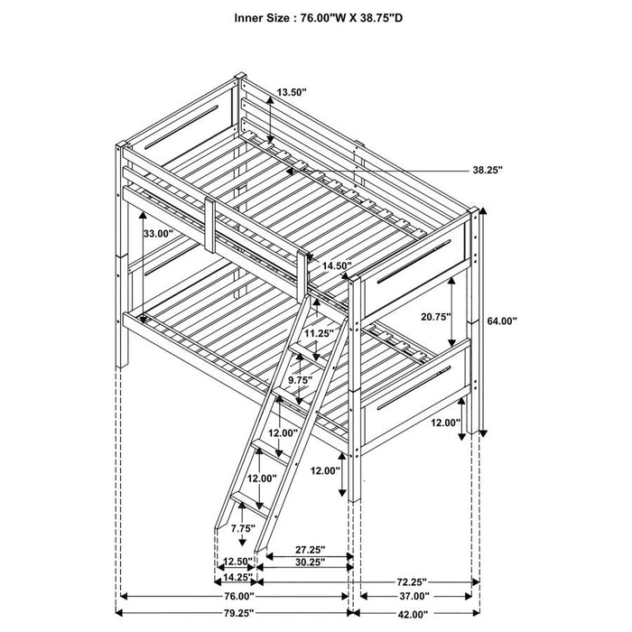 Littleton Wood Twin Over Twin Bunk Bed White