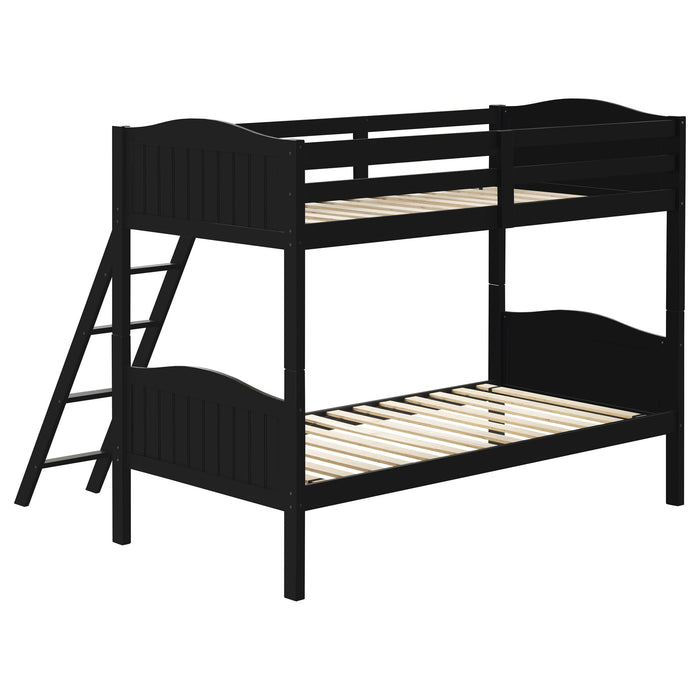 Coaster Arlo Twin Over Twin Bunk Bed with Ladder Espresso Grey With Bench