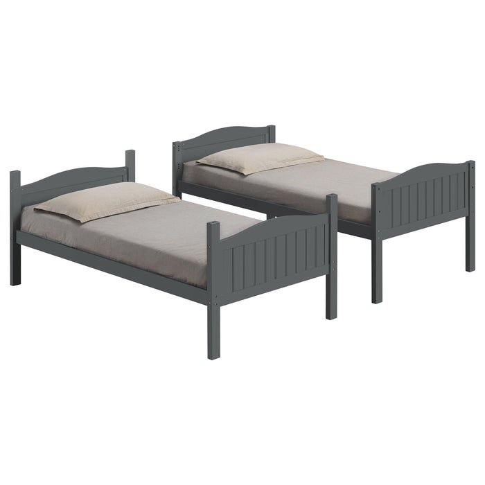 Coaster Arlo Twin Over Twin Bunk Bed with Ladder Espresso Grey With Bench