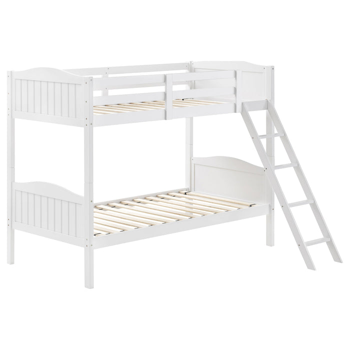 Coaster Arlo Twin Over Twin Bunk Bed with Ladder Espresso White No Bench