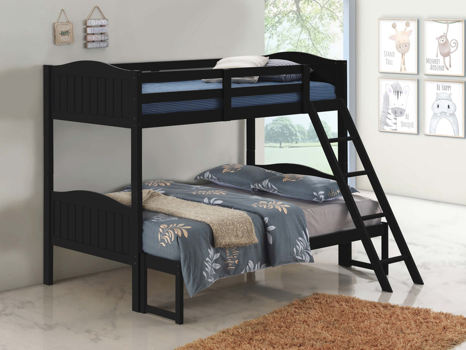 Coaster Arlo Twin Over Twin Bunk Bed with Ladder Espresso Grey With Bench