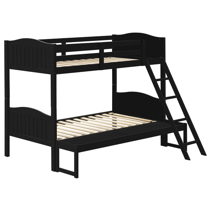 Coaster Arlo Twin Over Twin Bunk Bed with Ladder Espresso Black With Bench