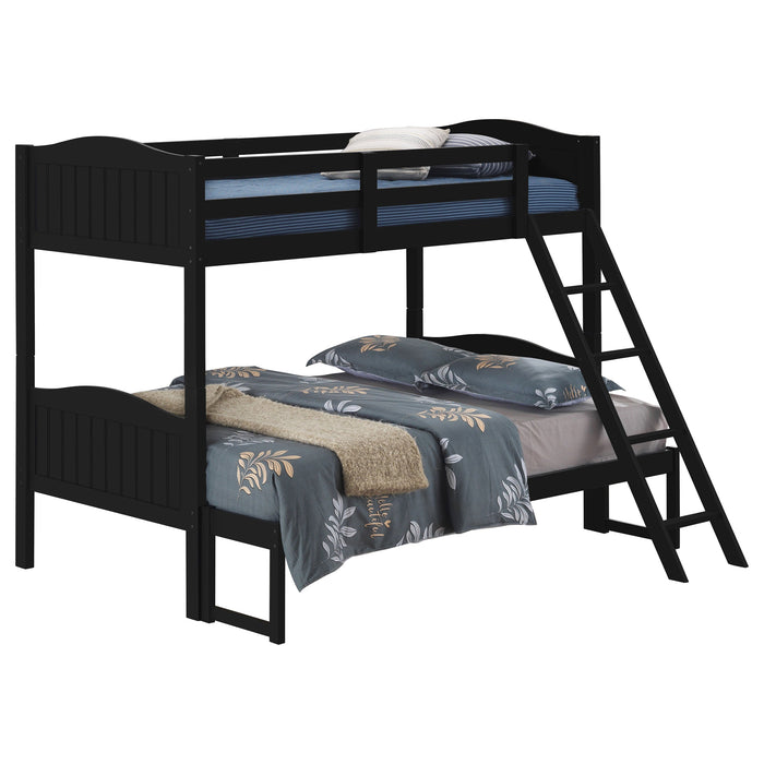 Coaster Arlo Twin Over Twin Bunk Bed with Ladder Espresso Grey With Bench