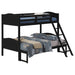 Coaster Arlo Twin Over Twin Bunk Bed with Ladder Espresso Grey With Bench