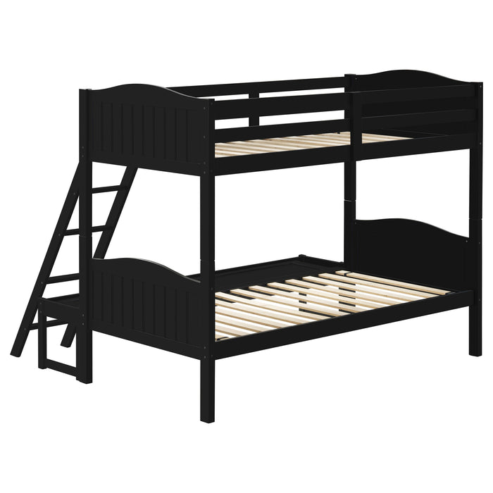 Coaster Arlo Twin Over Twin Bunk Bed with Ladder Espresso Grey With Bench