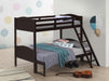 Coaster Arlo Twin Over Twin Bunk Bed with Ladder Espresso Grey With Bench