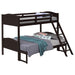 Coaster Arlo Twin Over Twin Bunk Bed with Ladder Espresso Grey With Bench