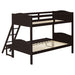 Coaster Arlo Twin Over Twin Bunk Bed with Ladder Espresso Grey With Bench