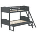 Coaster Arlo Twin Over Twin Bunk Bed with Ladder Espresso Grey With Bench