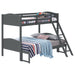 Coaster Arlo Twin Over Twin Bunk Bed with Ladder Espresso Grey With Bench