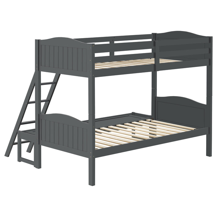 Coaster Arlo Twin Over Twin Bunk Bed with Ladder Espresso Grey With Bench