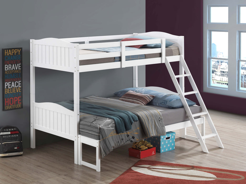 Coaster Arlo Twin Over Twin Bunk Bed with Ladder Espresso Grey With Bench