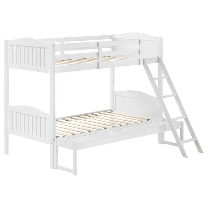 Coaster Arlo Twin Over Twin Bunk Bed with Ladder Espresso White With Bench