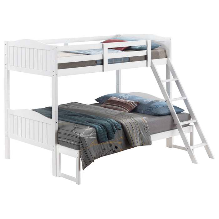 Coaster Arlo Twin Over Twin Bunk Bed with Ladder Espresso Grey With Bench