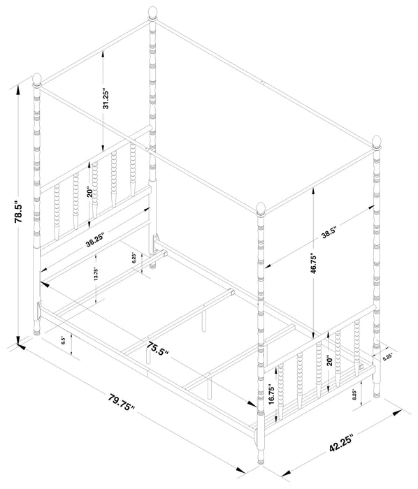 Coaster Betony Twin Canopy Bed White Default Title