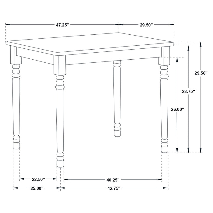 Coaster Taffee Rectangle Dining Table Natural Brown and White Default Title