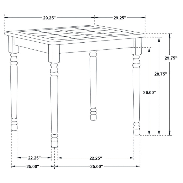 Coaster Carlene Square Top Dining Table Natural Brown and White Default Title