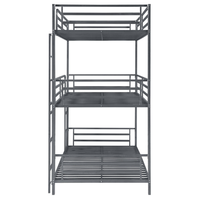 Coaster Maynard Metal Triple Twin Bunk Bed Gunmetal Default Title