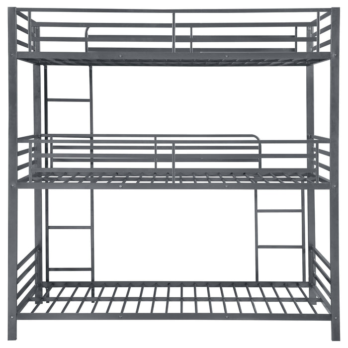 Coaster Maynard Metal Triple Twin Bunk Bed Gunmetal Default Title