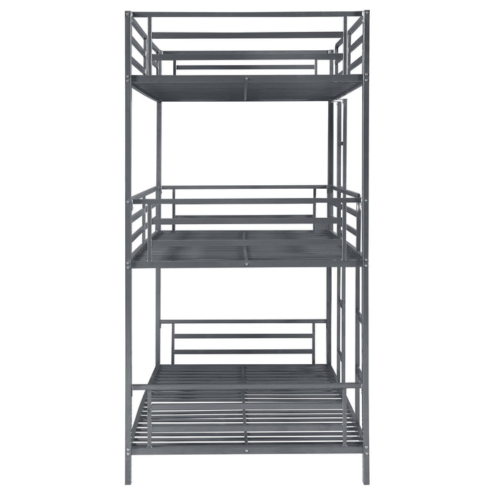 Coaster Maynard Metal Triple Twin Bunk Bed Gunmetal Default Title