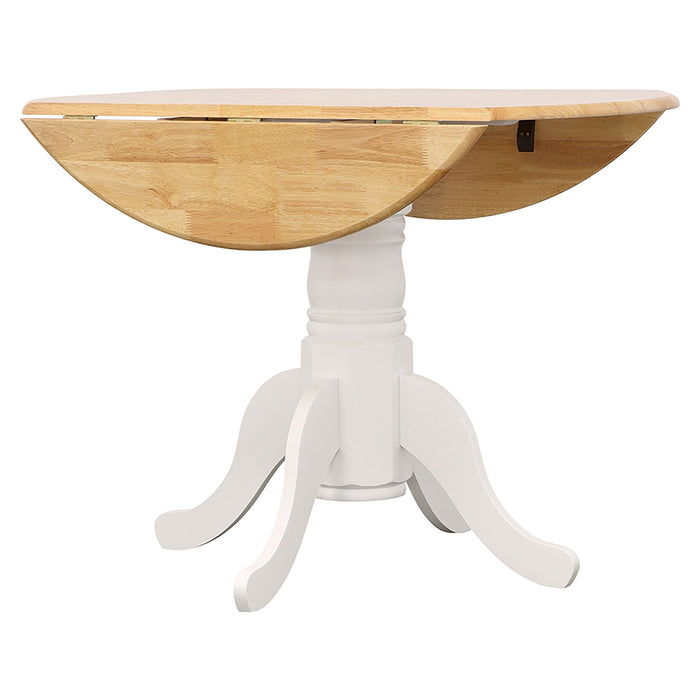 Coaster Allison Drop Leaf Round Dining Table Natural Brown and White Default Title