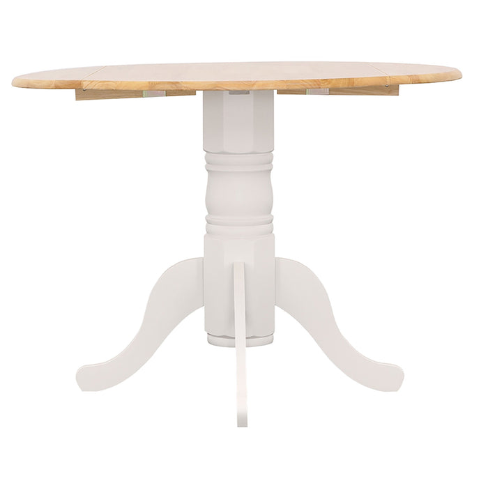 Coaster Allison Drop Leaf Round Dining Table Natural Brown and White Default Title