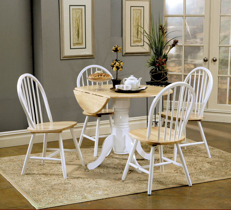 Coaster Allison Drop Leaf Round Dining Table Natural Brown and White Default Title