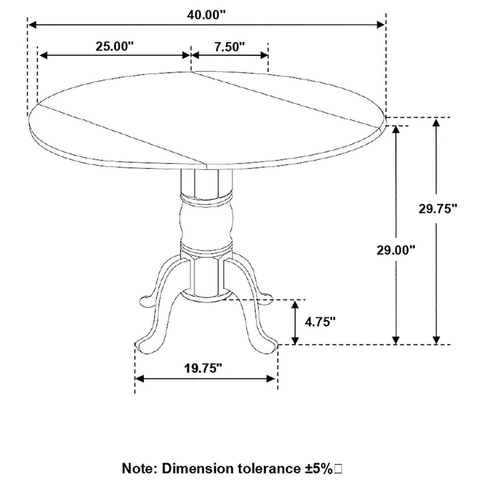 Coaster Allison Drop Leaf Round Dining Table Natural Brown and White Default Title