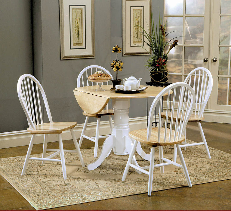 Coaster Allison Drop Leaf Round Dining Table Natural Brown and White Default Title