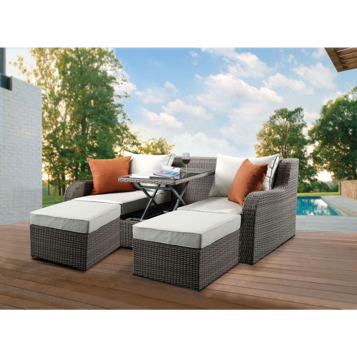 Salena Patio Sofa with 2 Pillows & 2 Ottomans