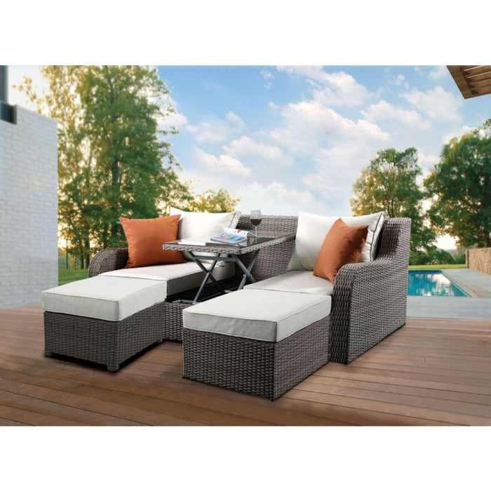 Salena Patio Sofa with 2 Pillows & 2 Ottomans