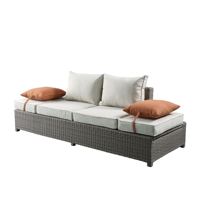 Salena Patio Sofa with 2 Pillows & Ottoman