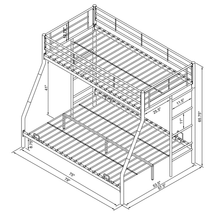 Coaster Hayward Twin Over Full Bunk Bed Silver Default Title