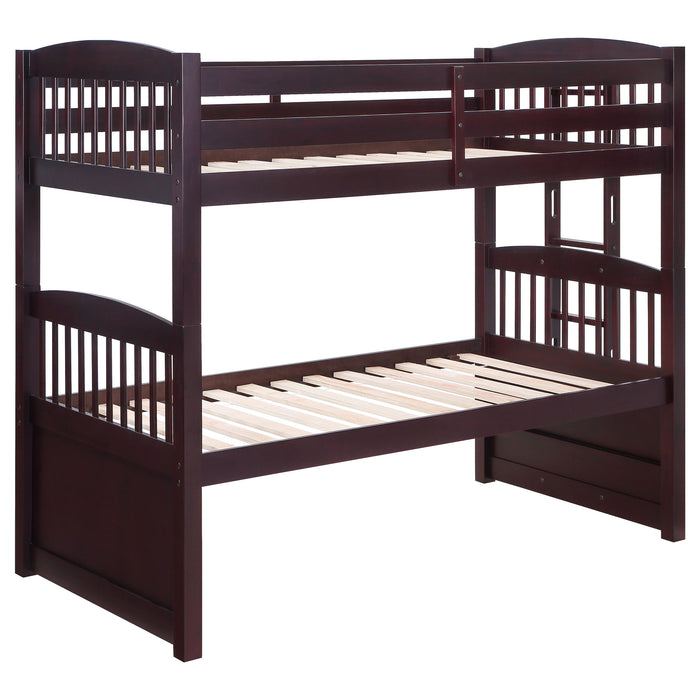 Kensington Twin Over Twin Bunk Bed with Trundle Cappuccino