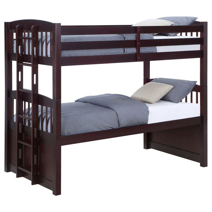 Kensington Twin Over Twin Bunk Bed with Trundle Cappuccino