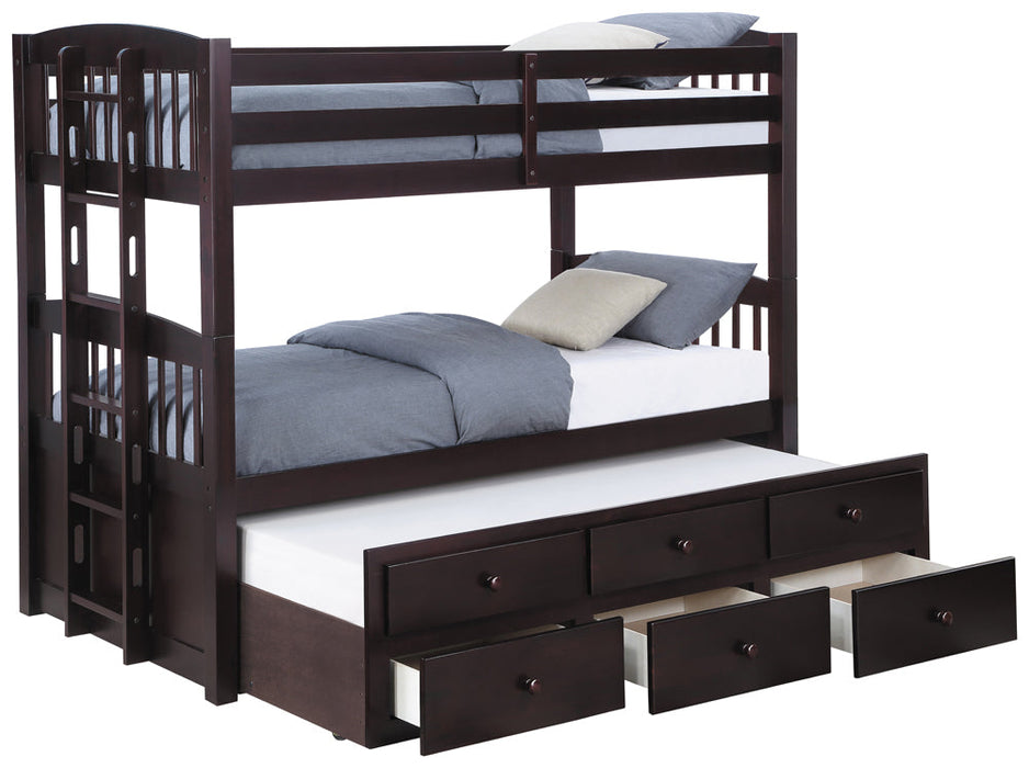 Coaster Kensington Twin Over Twin Bunk Bed with Trundle Cappuccino Default Title