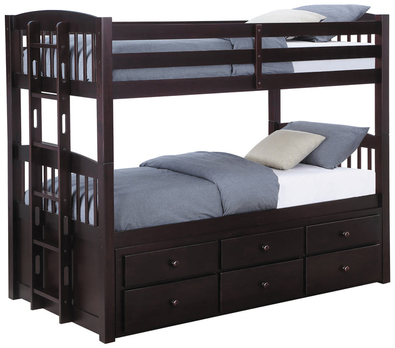 Coaster Kensington Twin Over Twin Bunk Bed with Trundle Cappuccino Default Title